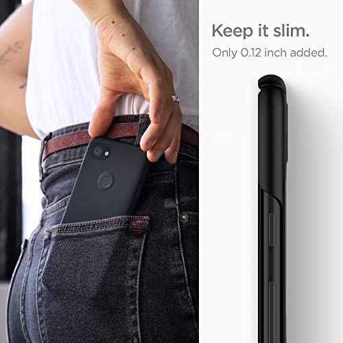 Image of Spigen Thin Fit Back Cover Case Compatible with Google Pixel 3a (Poly Carbonate | Black)