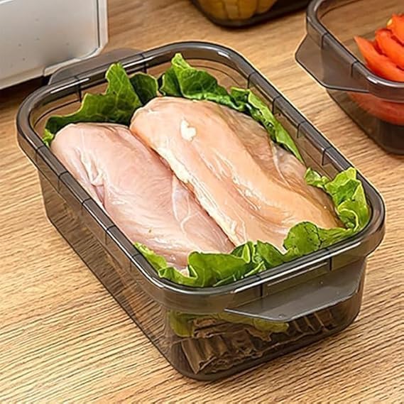 Image of Set of 2 Meal Prep Food Storage Containers 1200ml | Airtight, Leakproof, & Stackable BPA-Free Plastic Fridge Organizer Boxes for Kitchen & Freezer (2)