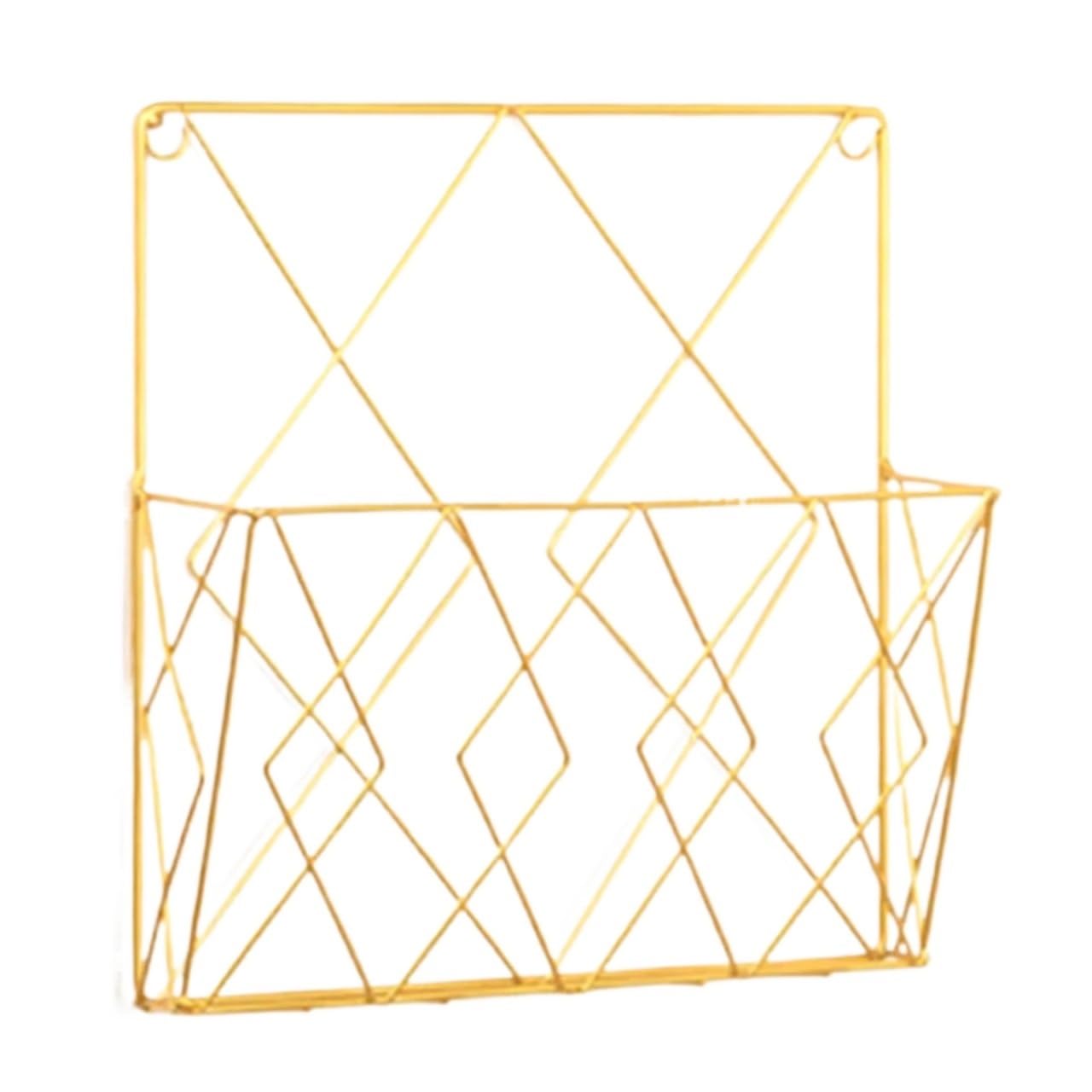 Porta riviste in metallo montato a parete for giornali, for libri, uffici domestici, cartelle di file, espositore da tavolo Per Casa(Gold)