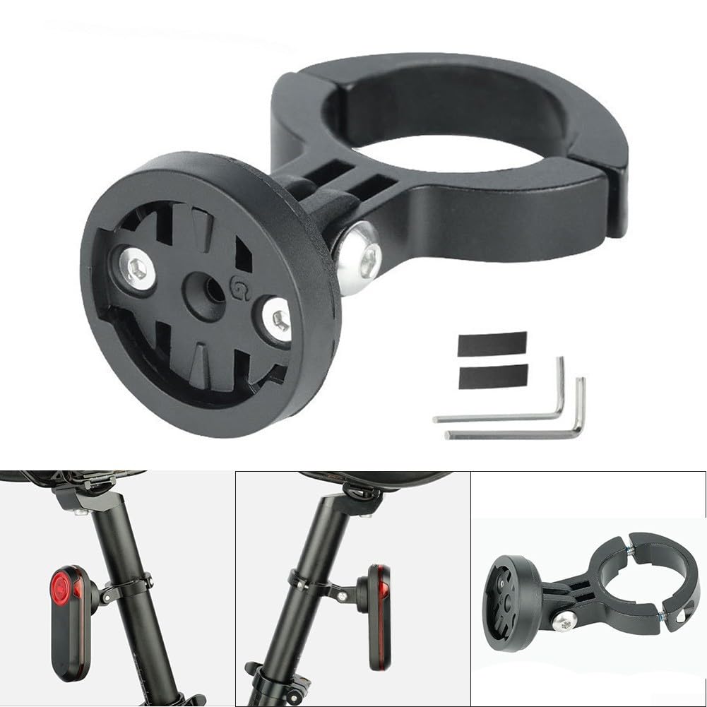 Supporto per luce bici in lega di alluminio, supporto per reggisella Garmin Varia RVR315 RTL510 515 500, adatto per reggisella rotondo da 30-32 mm, nero