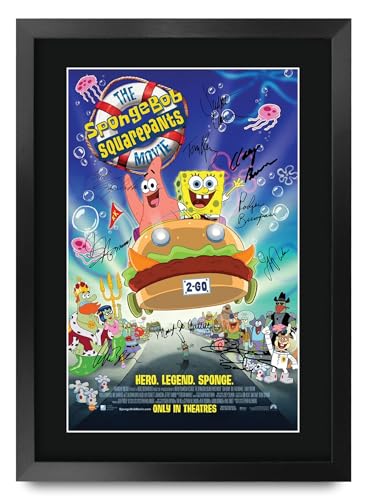 Cadeau affiche SpongeBob dédicacée sous cadre A3 pour anniversaire de fan