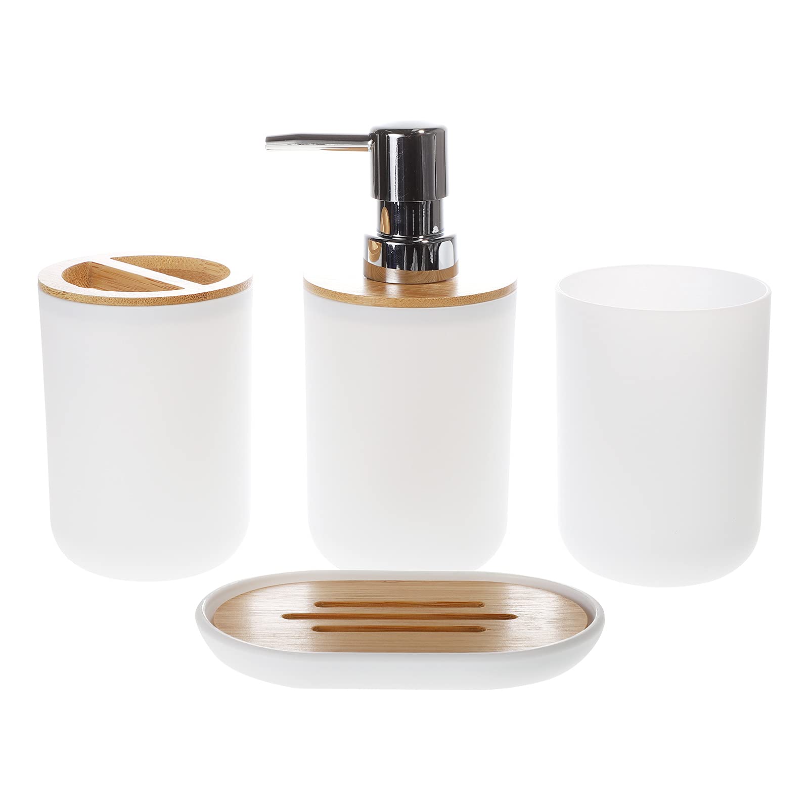 Juego de accesorios de baño compacto blanco para optimizar y ordenar el espacio del lavabo