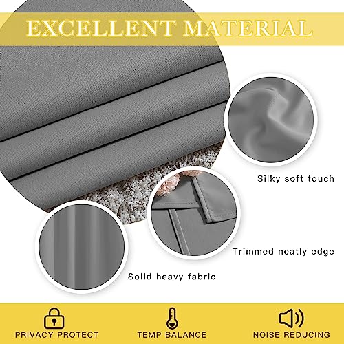 NICETOWN Blackout Silver Grey Sliding Door Curtains 90 inch Length, Thermal Insulated Grommet Room Darkening Window Treatments for Bedroom/Living Room, 1 Panel, W80 x L90
