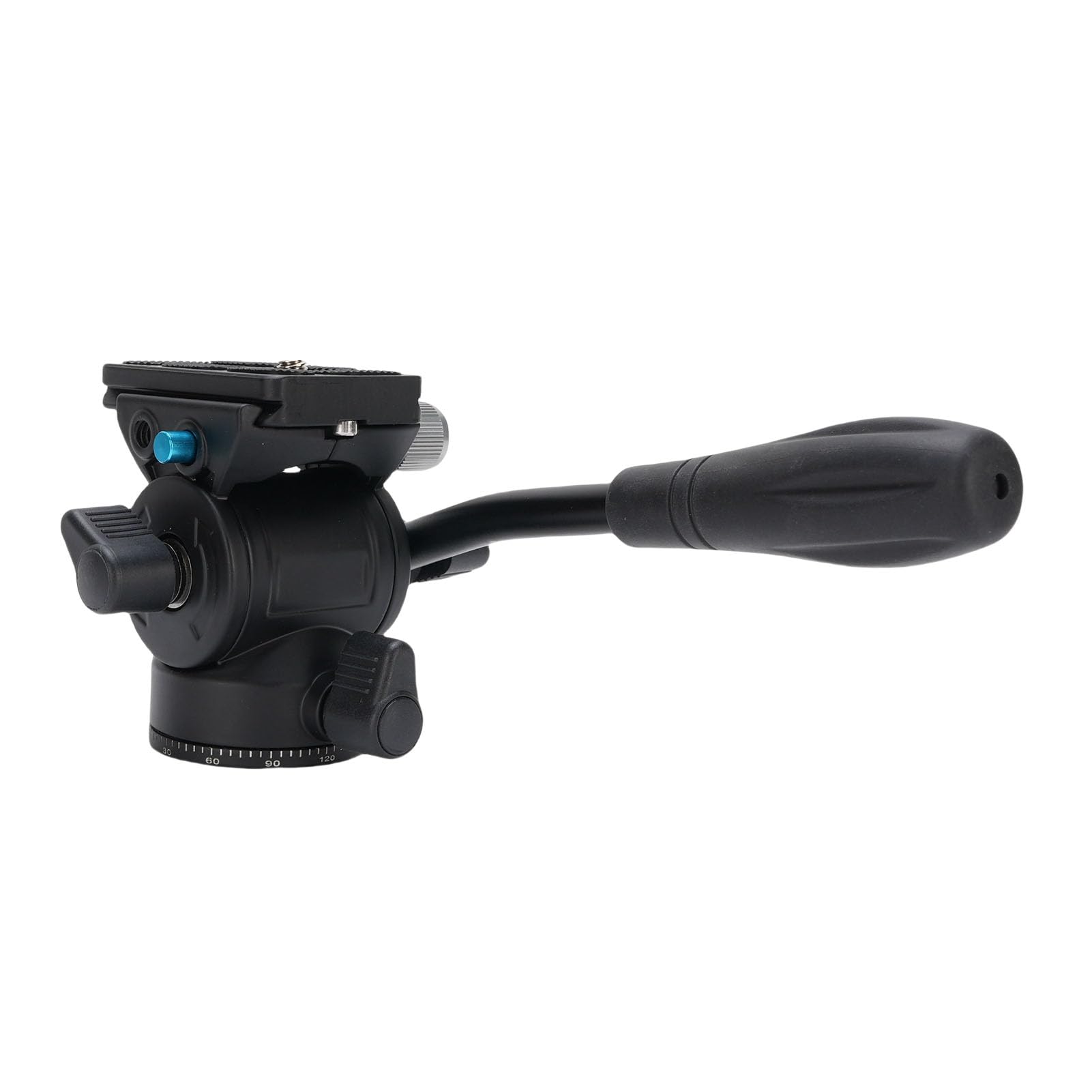 Generic Testa per Treppiede, Testa Panoramica Inclinabile per Treppiede Video in Lega di Alluminio Panoramica a 360 Gradi con Maniglia Regolabile in Acciaio e Foro per Vite Inferiore da 3/8 Pollici