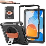 New Trent Original Rugged Case for iPad 11 (A16) 11-inch (2025) & iPad 10th Gen 10.9-inch (2022) | 360° Rotating Kickstand, Genuine Leather Hand Strap, Built-in Screen Protector, Heavy-Duty Protection