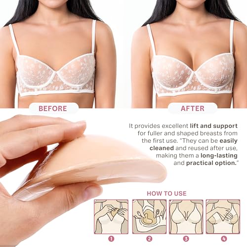 Sticky Bra Push Up, Double Sided Sticky Bra, Adhesive Inserts Push Up, Strapless Bikini Pads for Sports Swimsuit3