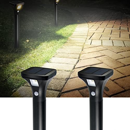 AURAXY LED Solar Powered Motion Sensor Pathway Lights, Battery Powered Outdoor Waterproof Motion Detector Walkway Light, Use for Your House