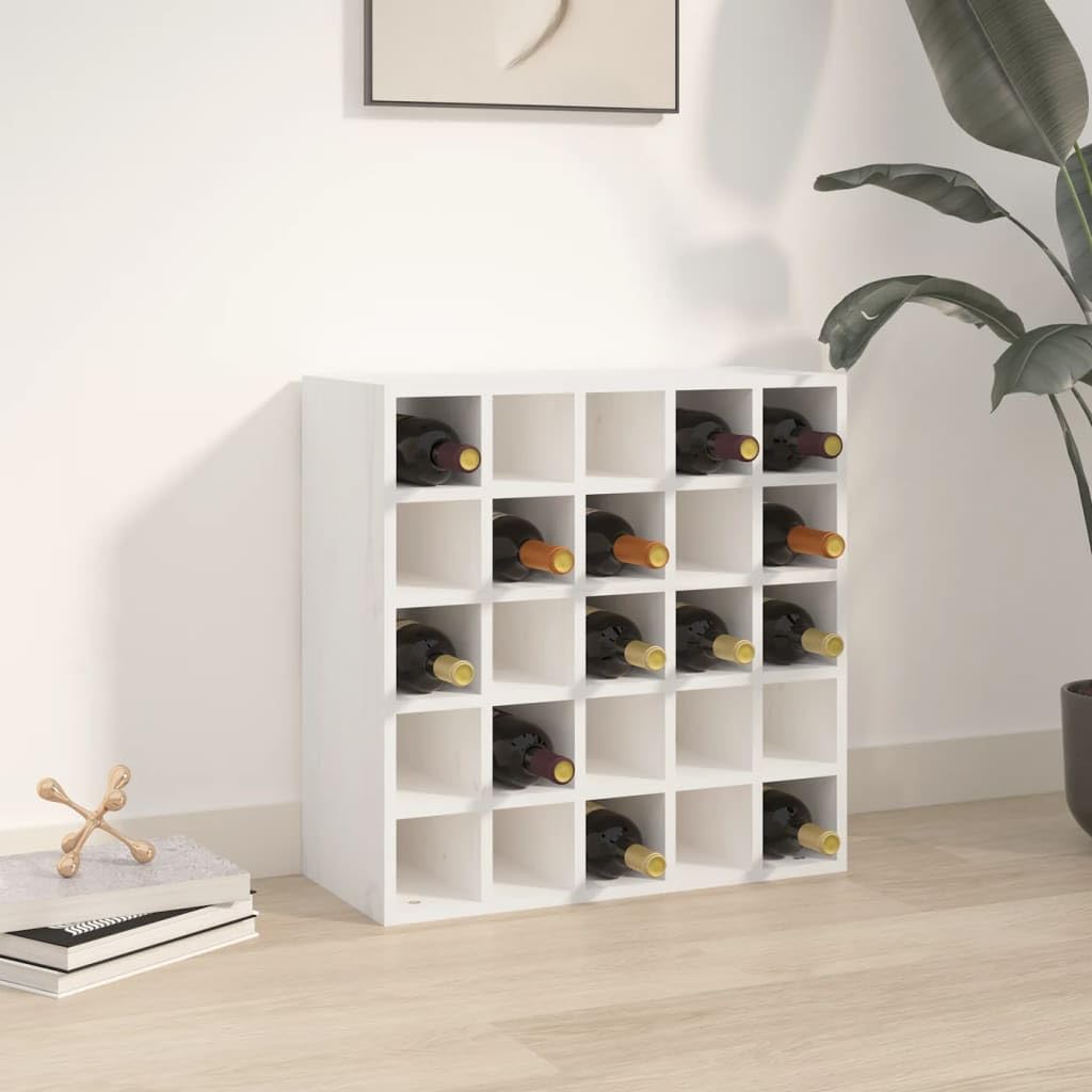 Genérico Vinoteca Blanca 56x25x56 cm Madera Maciza de Pino,Mobiliario,Armarios y Almacenamiento,Armarios para Vino y licores-821538