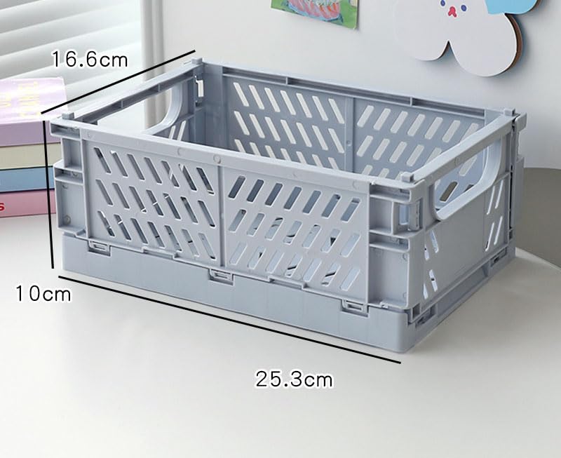 PTEREIW 4Pack Pastel Plastic Storage Crates And Baskets, Collapsible Crates For Organizing, 4L Space Saving Bins For Classroom, Kitchen, Office - View #9