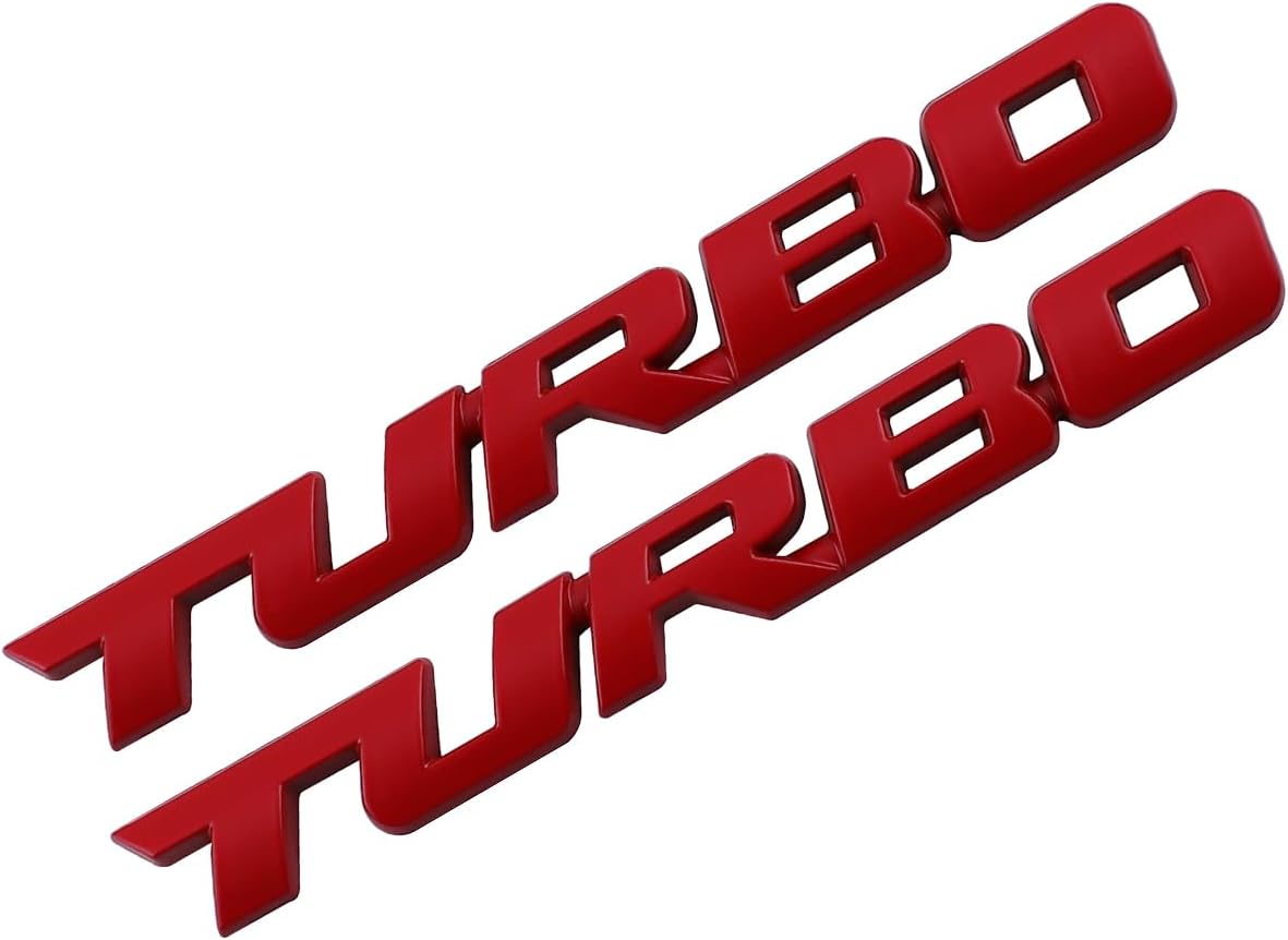 3D Metal TURBO Emblem Badge Side Fender Rear Trunk Emblem for All Car models Red UP-QPTURBO