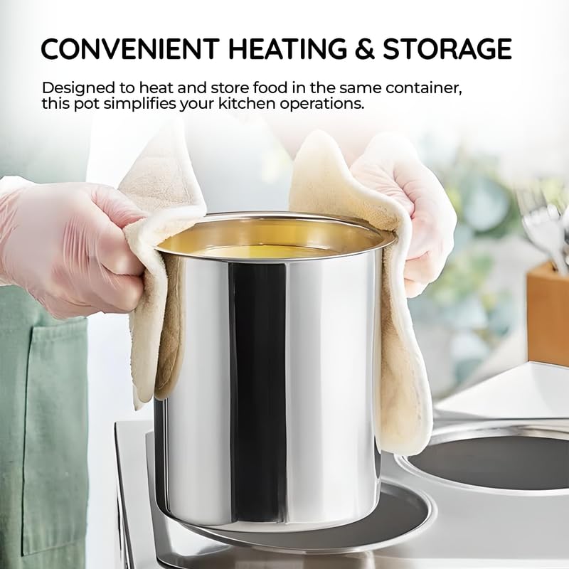 Miniatura 4 de OCS Parts Juego de olla Bain Marie de 3.5 cuartos de galón con tapa, olla de acero inoxidable de 7-34 x 5-1116 pulgadas para alimentos calientes o