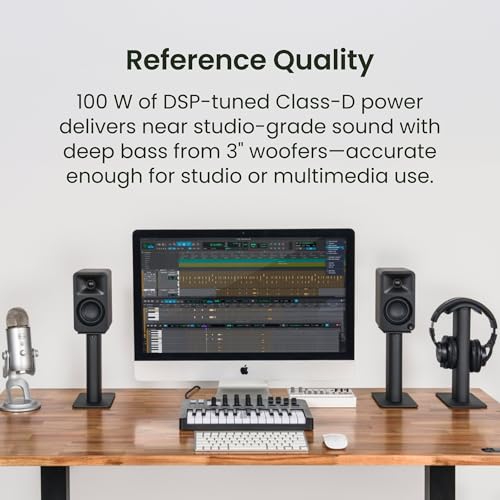 Kanto ORA 100W Powered Reference Desktop Speakers with Bluetooth - Black - Pair by Kanto - Image 6