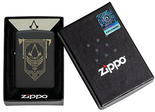 Image of Zippo Unisex-Adult Gaming Lighters, Black Matte Laser Engraved Valhalla