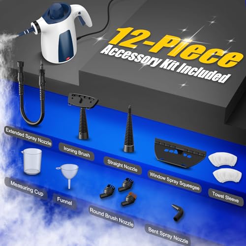Hand Held Steam Cleaner, Portable Steam Cleaners, Steam Cleaner Handheld, Comes with 12-Piece Accessories for Multi-Surface Stain Removal, Perfect for Stain Removal, Car, Sofa, Floor, Bathroom, Window - Image 7