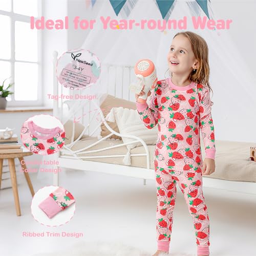 Image of Kids 2-Piece Soft Bamboo Viscose Clothing Set, Long Sleeve Top & Pants, Everyday Outfit for Toddler Boys & Girls