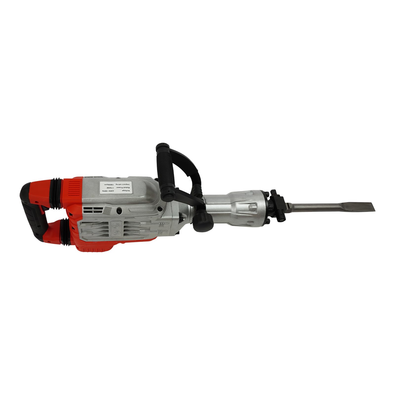 Martillo de demolición, martillo de percusión, martillo de 1700 W, 60 J, martillo neumático con 1900 bpm, motor de cobre, mango de 360°, para demolición de concreto, piedra y pared