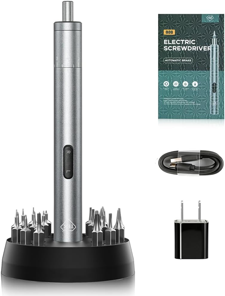 TBK-008 Electric Precision Screwdriver Set | 8-Level Torque Control, 380RPM, 24 Magnetic Bits, USB-C Rechargeable, iPhone iPad MacBook PS5 Nintendo Switch Laptop Repair