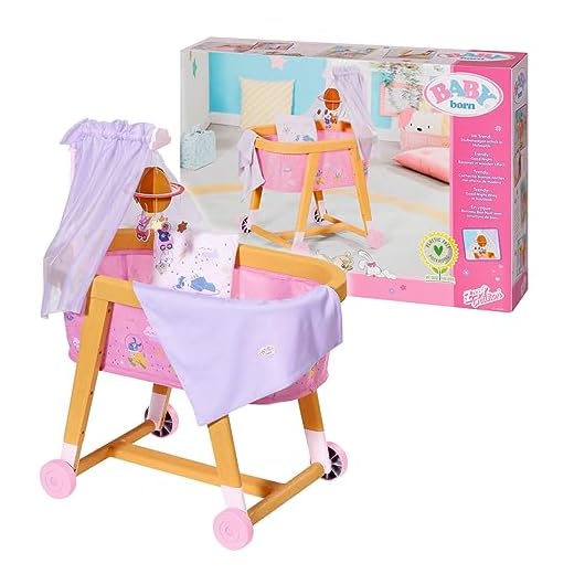 BABY born Good Night - Cuna para muñecas de 43 cm, Promueve la empatía y las habilidades sociales, Edad a partir de 3 años, Incluye ropa de cama, carrusel y dosel