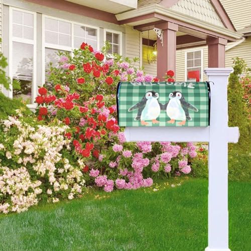 Image of Dujiea Cartoon Penguin Welcome Mailbox Wrap, Waterproof Magnetic Post Box Cover, Standard Size 21 inchX 18 inch Garden Yard Outside Farmhouse Home Decor