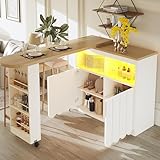 Rangement Optimisé & Organisation: Ce meuble cuisine avec plan de travail offre une étagère latérale, une porte coulissante vitrée et des compartiments ajustables. Un vrai ilot central cuisine avec rangement et plan de travail pour garder votre intérieur bien organisé.