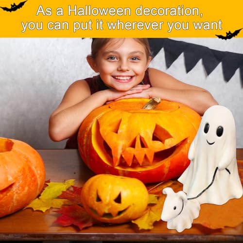 Gxlaihly Ghost Walking Dog Statue, 15 cm Halloween Ghost Walking Dog Statue, Lustige Geisterfigur Mit Hund, Halloween Ornament Home Outdoor Decor (Mann-15CM)