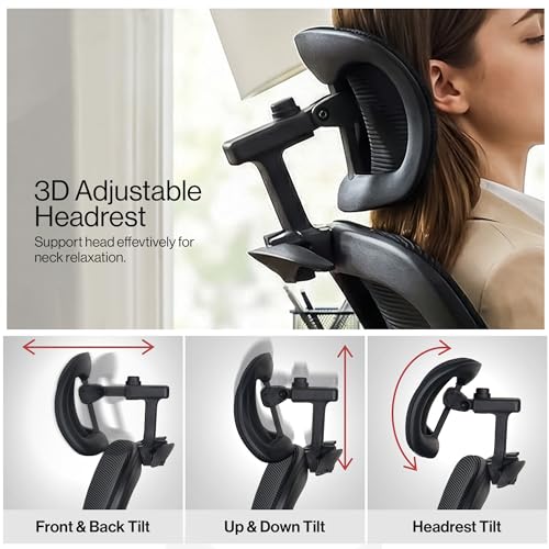 Image of DROGO Aerofly Premium Ergonomic Office Chair for Work from Home, 2D Headrest, High Back Computer Chair with Mesh, Flip-up Armrest, Recline,Adjustable Lumbar Support, Mesh Chair for Office(Black)