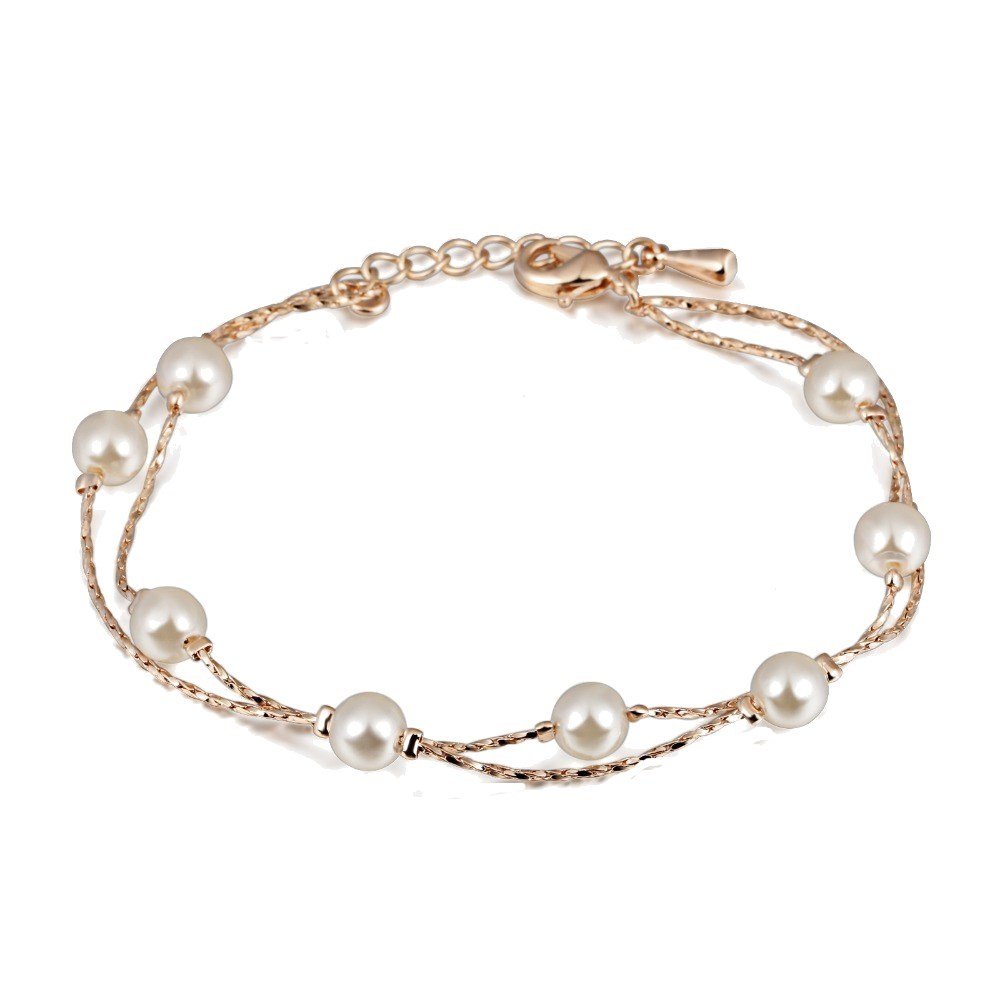 Crystalline Azuria Mujer 18ct Chapado en Oro Rosa Perlas Blancas simuladas Pulsera 20 cm para Mujer y Niña