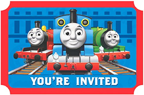 Amscan Thomas The Tank Engine Birthday Party Die-Cut Postcard Invitations, Paper, 3