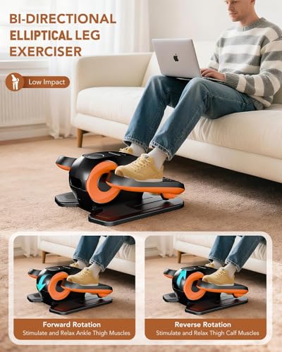 Image of Under Desk Elliptical Machine,Leg Exerciser Electric as Seen on TV for Seniors, 24 Modes Romote Control Home Workout Exercise Equipment