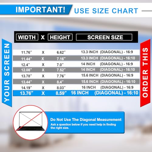 Image of FILMEXT 16 Inch Laptop Privacy Screen, 16:10 Aspect Ratio | Compatible with Lenovo Hp Dell Acer Asus Envy Xps, Removable Anti-Blue Light Glare Anti Spy Laptop Screen Privacy Filter