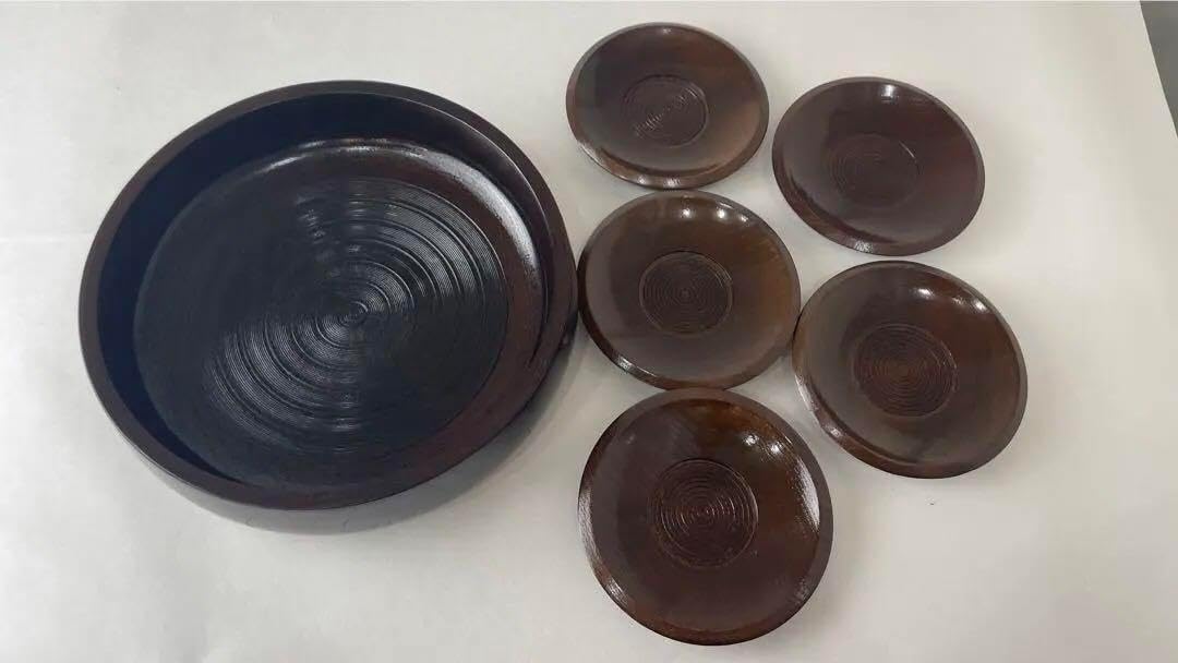 漆器 椎朱塗り 茶托 5客 箱入り 村上堆朱 茶托 朱色 5枚セット 貴重