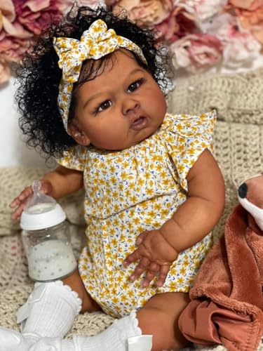 Muñeca Reborn Bebé Negro Realista 24 pulgadas miniatura 4