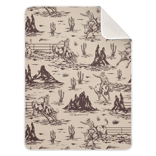 Image of Western American Cowboy Baby Blankets Soft Warm Crib Stroller Blanket for Toddler Newborn Girls Boys 30x40in