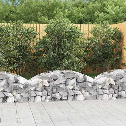 aphrophina Enhance Your Garden with Arched Gabion Basket, Durable Iron Construction for Decorative Sound Insulation, Silver