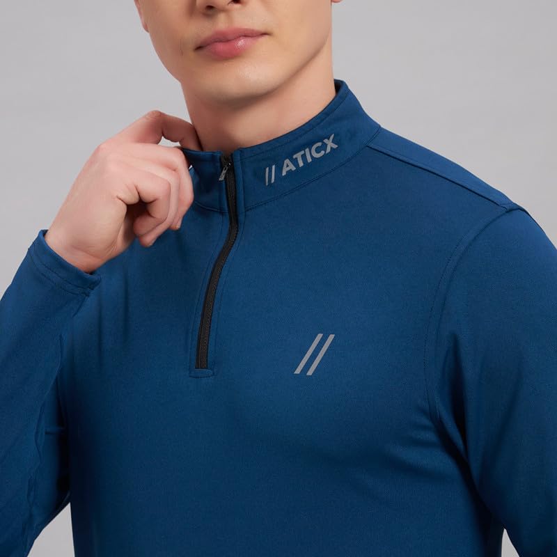 Image of ATICX Polyester Full Sleeve Compression High Turtle Neck Sports Jersey T Shirt for Men - Quick Dry Fit Gym Workout Top for Running, Swimming, Training, Cycling, Football, Badminton