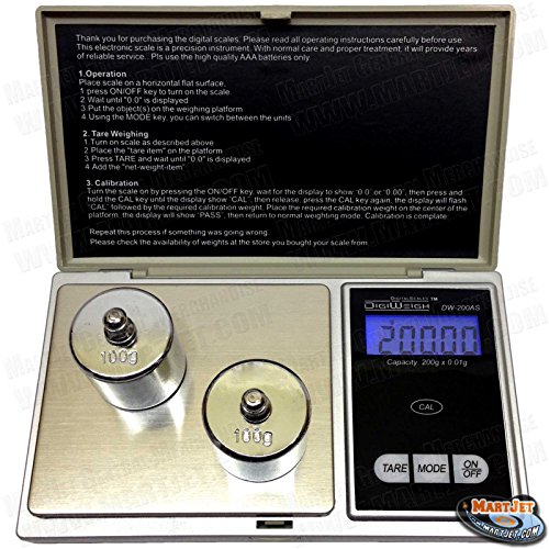 DigiWeigh 200g x 0.01g Digital Scale for Jewelry, Gold, Silver, Diamonds, Food, Spices, Medicine, Gun Powder, Etc. with Calibration Weight by DigiWeigh - Used condition - US$7.03