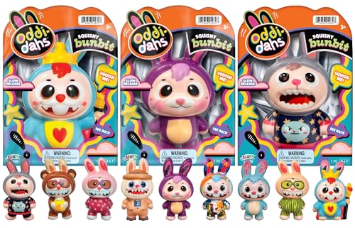 JA-RU Oddi-Dahs Squishy Bunbit Slow Rising Squishy Toy. Soft Squeeze Bunny Figures for Kids, Party Favors, Easter Basket Stuffers, Goodie Bag Fillers. 4930 (3 Units, Squishy Bunbit)