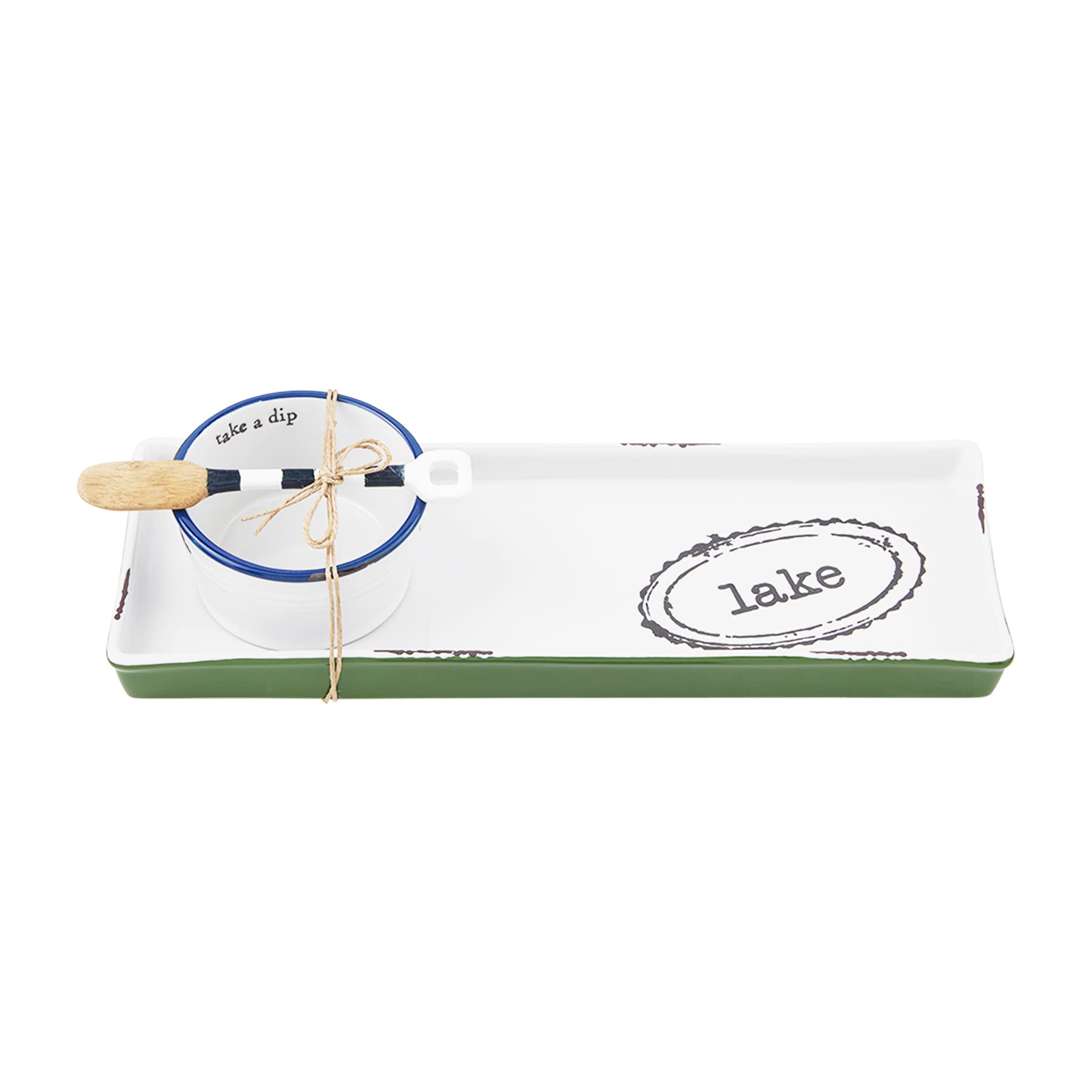 Mud Pie Set di tavola da portata grande in rilievo e marmo, marrone, bianco, tavola da 40,6 cm di diametro | spalmatore 15,2 cm