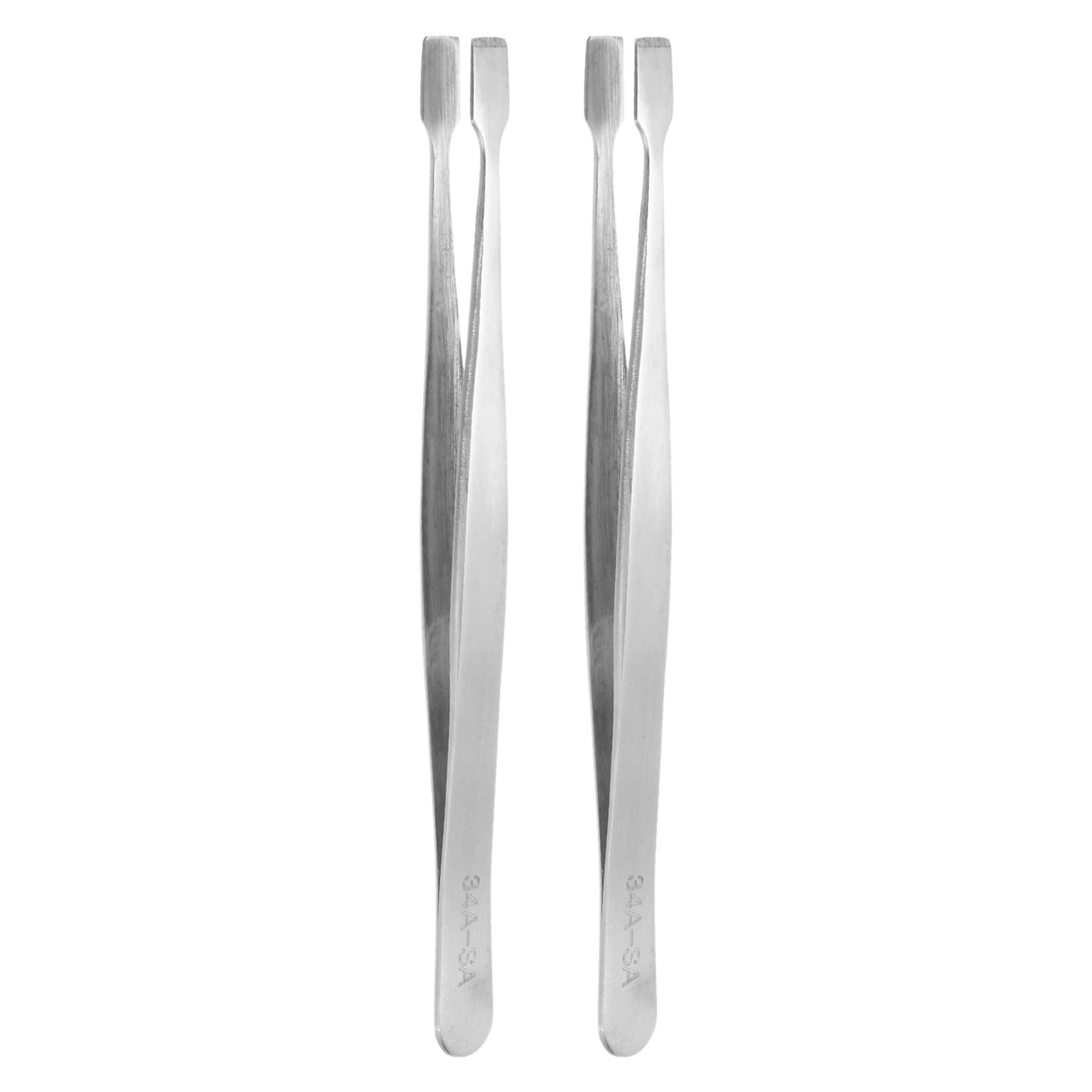 sourcing map 2pcs Flat Tweezers 4.7" Stainless Steel Precision Tweezers Wide Tip Collector Tools for Stamps Documents Jewellery Making Electronic Repair Sheet Material Precision Work