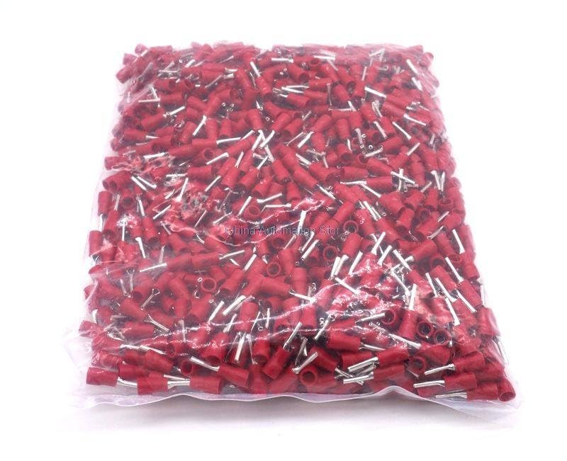Generic 1000PCS/Pack PTV1.25-10 Pin Pre-insulating wire Terminal(Type TZ-JTK) 22-16AWG Wire ferrule terminal Connector