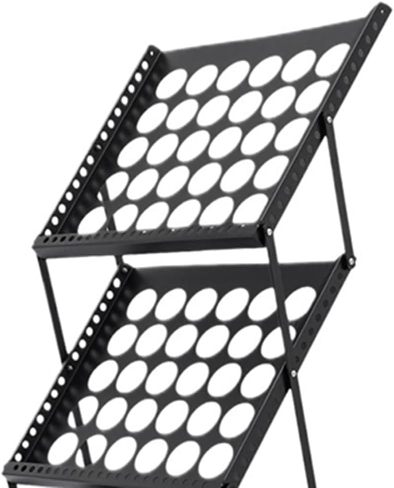 Standing Foldable Magazine Stand 4-Tier Brochure Display Rack Floor Standing Modern Iron A3 Book Shelf Newspaper(Black)