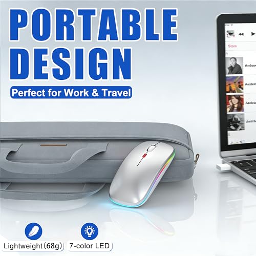 Image of R1 LED Mouse for MacBook Air /iPad /Laptop, Silver