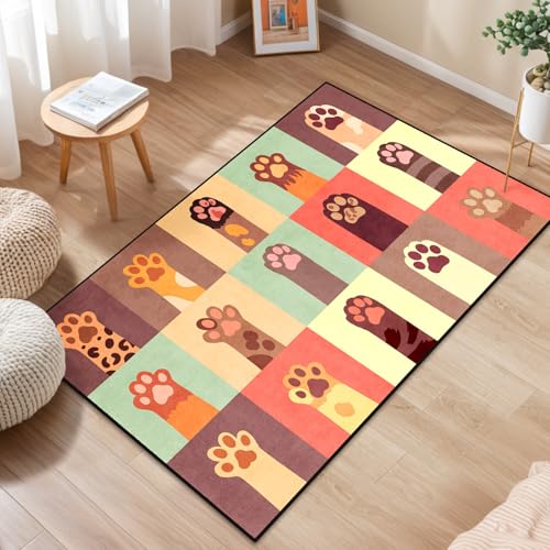 Lacut Cute Cat Claw Area Rug for Bedroom, Non Slip Entrance Rugs Washable Floor Mat with cat Claw