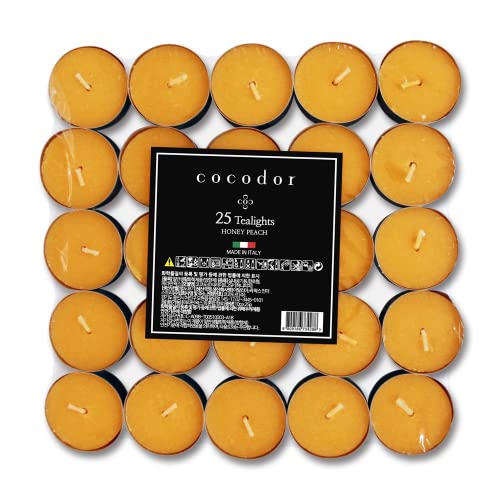 COCODOR-Scented-Tealight-CandlesHoney-Peach-25-Pack-4-5-Hour-Extended-Burn-TimeMade-in-Italy-Cotton-Wick-Scented-Home-Deco-Fragrance-Mothers-day