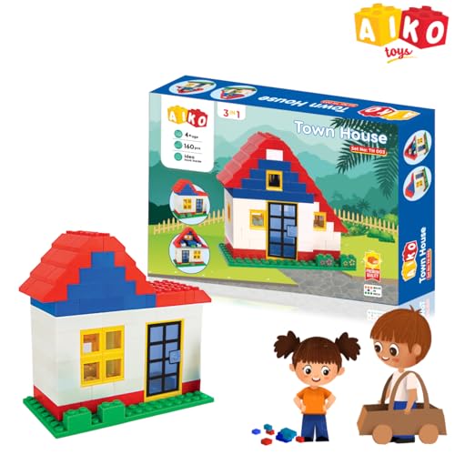 Image of AIKO Town House Set No. 3 | Premium ABS Plastic Building Blocks | Multi-Colour Construction Toy for Kids | STEM Educational Blocks with Idea Book | Best Gift for Boys & Girls