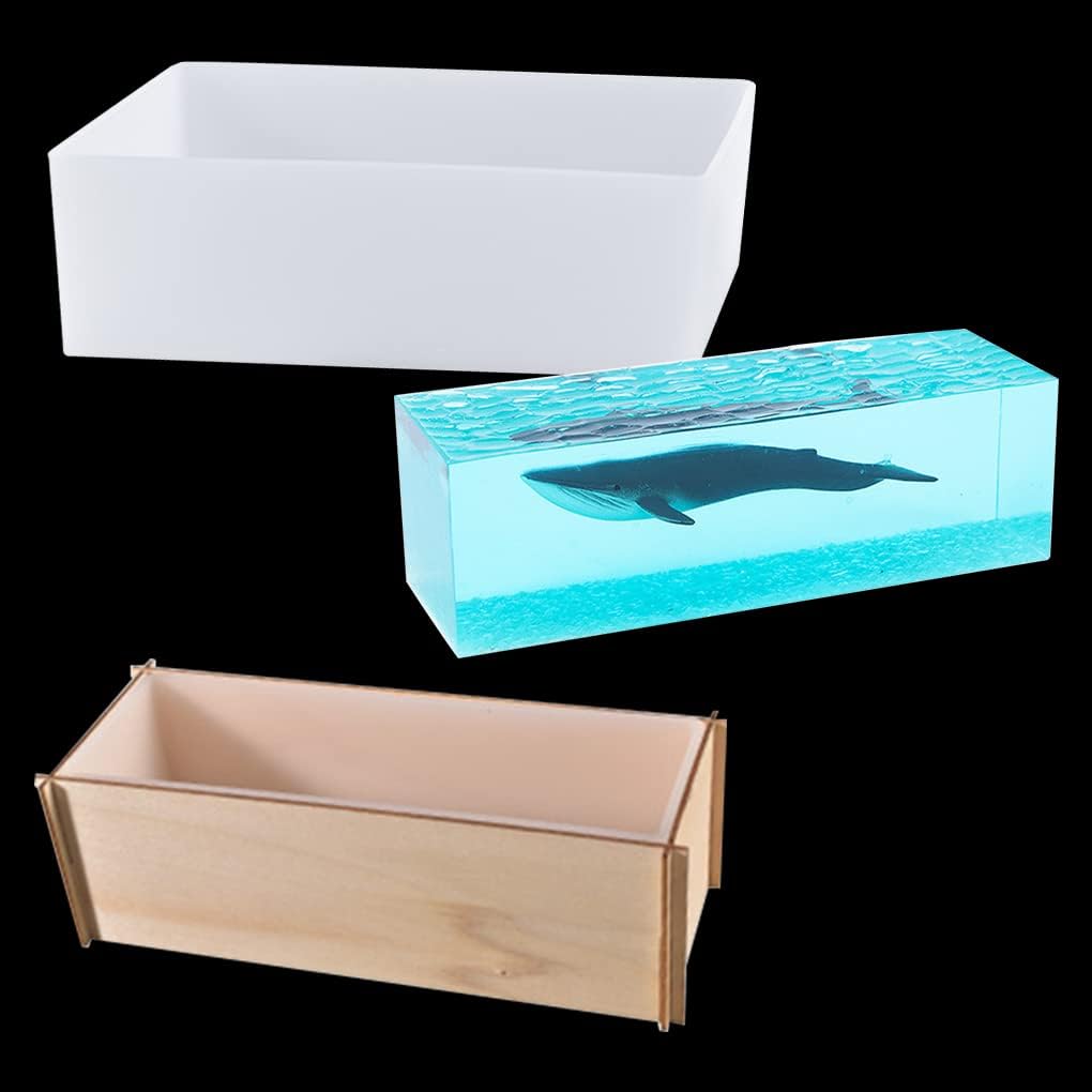 FineInno Rectangle Resin Mold,Large Silicone Mold for Resin,Deep Rectangle Epoxy Casting Molds DIY Flower Preservation Kit,Geometric Art Craft,Bookend