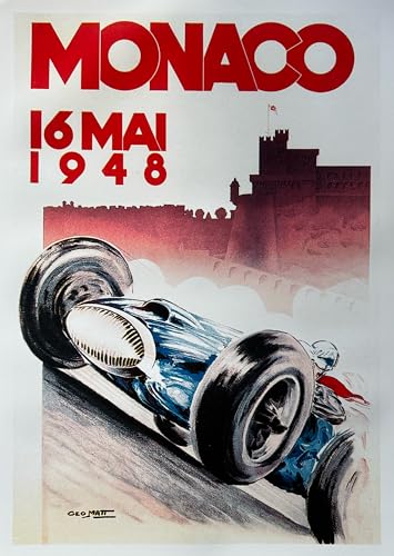 Affiche de collection Grand Prix de Monaco 1948 Géo Matt art 50x70