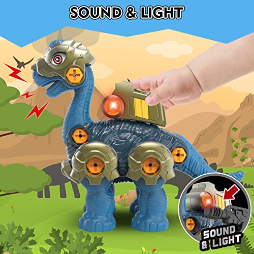 GILOBABY Dinosaurier Montage Spielzeug, 2-in-1 DIY Dinosaurier Spielzeug mit LED-Augen Musik Schraubendreher und Schrauben, Geschenke für Kinder Jungen und Mädchen ab 3 Jahre – Brachiosaurus - Image 5