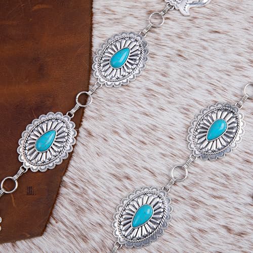 Rustic Couture's Womens Western Cowgirl Chain Belt Rustic Concho Metal Waist Belts4