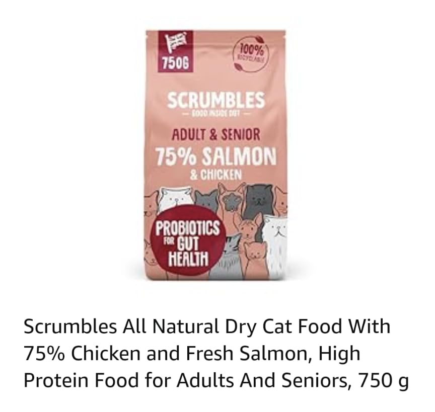 Scrumbles All Natural Dry Cat Food With Chicken and Fresh Salmon, High